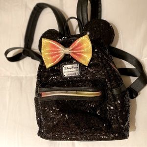 Sequined black Mickey Mouse backpack from Disneyland store